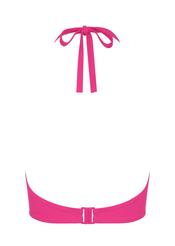 Fuller Bust Boudoir Beach Hot Pink Underwired Halter Bikini Top, D-GG Cup Sizes