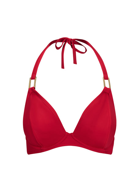 Fuller Bust Boudoir Beach Crimson Red Underwired Halter Bikini Top