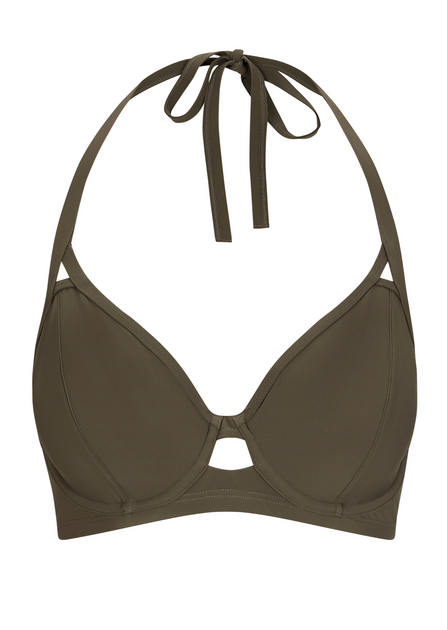 Fuller Bust Icon Olive Underwired Halter Bikini Top D GG Cup Sizes