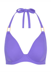 Fuller Bust Boudoir Beach Violet Underwired Halter Bikini Top, D-GG Cup Sizes