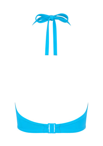 Fuller Bust Boudoir Beach Vivid Blue Underwired Halter Bikini Top, D-GG Cup Sizes