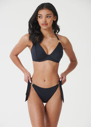 Fuller Bust Boudoir Beach Black Underwired Halter Bikini Top, D-GG Cup Sizes