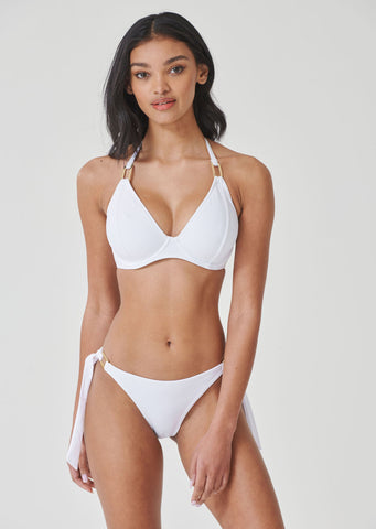 Miss Mandalay Swimwear - Boudoir Beach Ice White Halter Bikini Tops - 36G