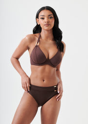 Fuller Bust Boudoir Beach Mocha Underwired Halter Bikini Top, D-H Cup Sizes