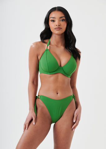 Fuller Bust Boudoir Beach Cactus Green Underwired Halter Bikini Top, D-GG Cup Sizes