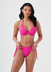 Fuller Bust Boudoir Beach Hot Pink Underwired Halter Bikini Top, D-GG Cup Sizes