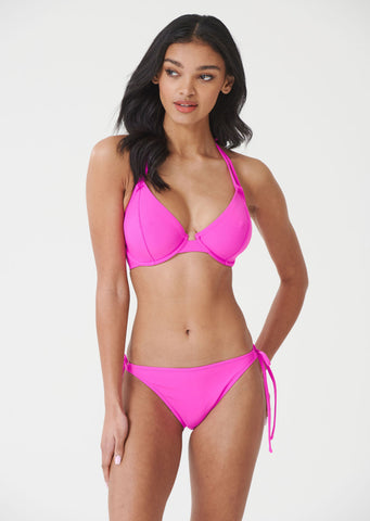 Fuller Bust Dune Vivid Pink Underwired Halter Bikini Top, D-GG Cup Sizes