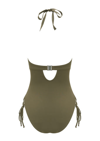 Fuller Bust Icon Olive Underwired Halter Swimsuit, DD-G Cup Sizes