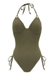 Fuller Bust Icon Olive Underwired Halter Swimsuit, DD-G Cup Sizes