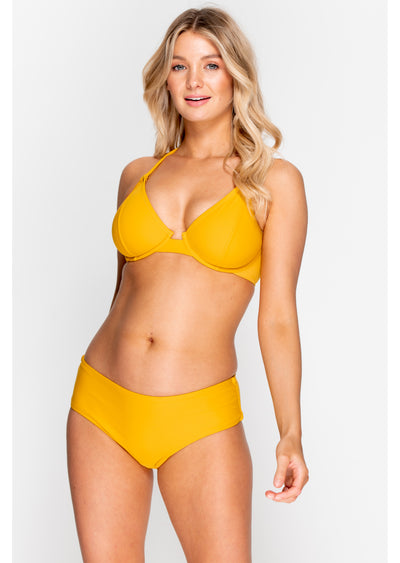 Fuller Bust Dune Mustard Underwired Halter Bikini Top, D-GG Cup Sizes