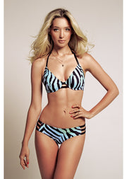 Zambia Blue Zebra Halter Bikini Top