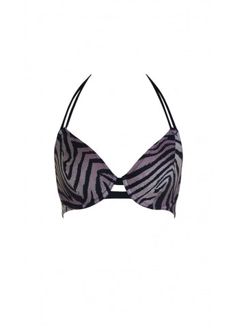 Fuller Bust Zambia Zebra Underwired Halter Bikini Top, D-GG Cup Sizes