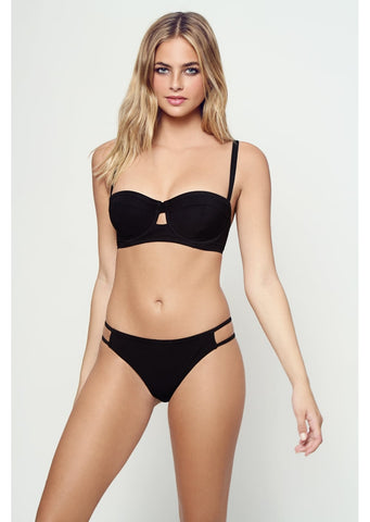 Fuller Bust Icon Black Padded Balcony Bikini Top, D-G Cup Sizes