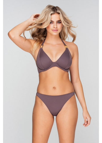 Fuller Bust Boudoir Beach Rosewood Underwired Halter Bikini Top, D-GG Cup Sizes
