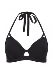 Fuller Bust Icon Black Underwired Halter Bikini Top, D-GG Cup Sizes