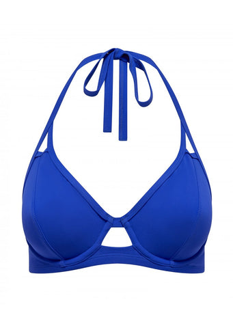 Fuller Bust Icon Cobalt Underwired Halter Bikini Top, D-GG Cup Sizes
