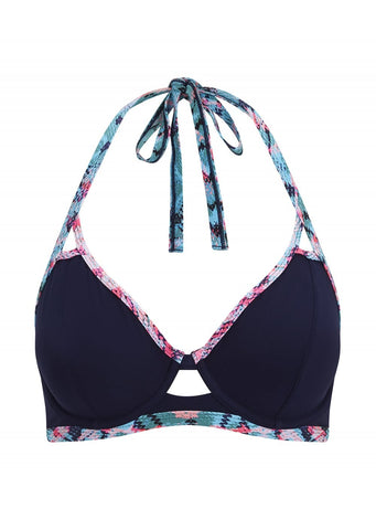 Fuller Bust St. Barts Navy Underwired Halter Bikini Top, D-GG Cup Sizes