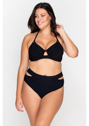 Fuller Bust Icon Black Underwired Halter Bikini Top, D-GG Cup Sizes