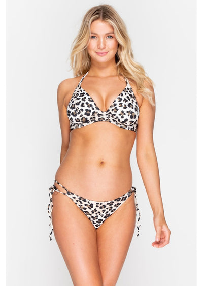 Fuller Bust Vegas Animal Print Underwired Halter Bikini Top, D-GG Cup Sizes