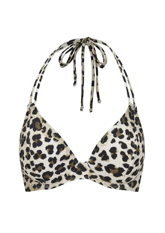 Fuller Bust Vegas Animal Print Underwired Halter Bikini Top, D-GG Cup Sizes