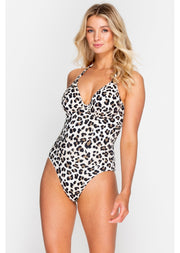Fuller Bust Vegas Animal Print Underwired Halter Swimsuit, D-GG Cup Sizes