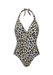 Fuller Bust Vegas Animal Print Underwired Halter Swimsuit, D-GG Cup Sizes