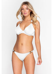 Fuller Bust Boudoir Beach White Underwired Halter Bikini Top, D-GG Cup Sizes