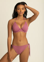 Fuller Bust Boudoir Beach Deco Rose Underwired Halter Bikini Top, D-GG Cup Sizes
