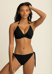 Fuller Bust Boudoir Beach Black Underwired Halter Bikini Top, D-GG Cup Sizes