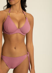 Fuller Bust Boudoir Beach Deco Rose Underwired Halter Bikini Top, D-GG Cup Sizes
