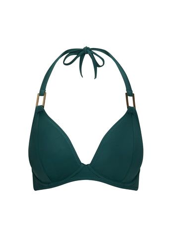 Fuller Bust Boudoir Beach Pine Green Underwired Halter Bikini Top, D-G – Miss  Mandalay