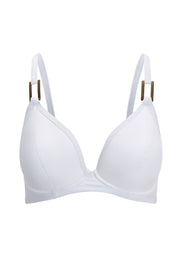 Fuller Bust Boudoir Beach White Underwired Padded Triangle Bikini Top, D-GG Cup Sizes