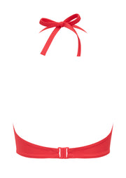 Fuller Bust Boudoir Beach Hibiscus Red Underwired Halter Bikini Top, D-GG Cup Sizes