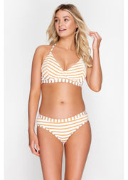 Fuller Bust Beachcomber Gold Stripe Underwired Halter Bikini Top, D-GG Cup Sizes