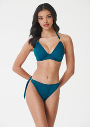Fuller Bust Boudoir Beach Teal Underwired Halter Bikini Top, D-GG Cup Sizes
