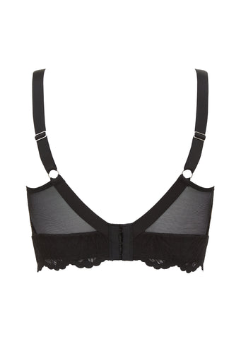 Celeste Black Non Wired Bra, D-GG Cup Sizes, Recycled Lace