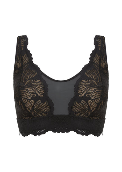 Celeste Black Non Wired Bra, D-GG Cup Sizes, Recycled Lace