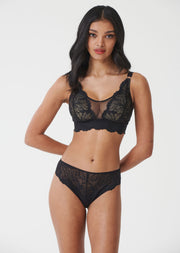 Celeste Black Non Wired Bra, D-GG Cup Sizes, Recycled Lace