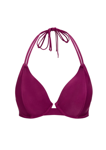 Fuller Bust Dune Dark Fuschia Underwired Halter Bikini Top, D-GG Cup Sizes