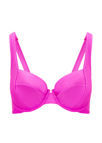 Fuller Bust Dune Vivid Pink Underwired Balcony Bikini Top, D-GG Cup Sizes