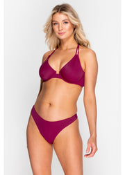 Fuller Bust Dune Dark Fuschia Underwired Halter Bikini Top, D-GG Cup Sizes