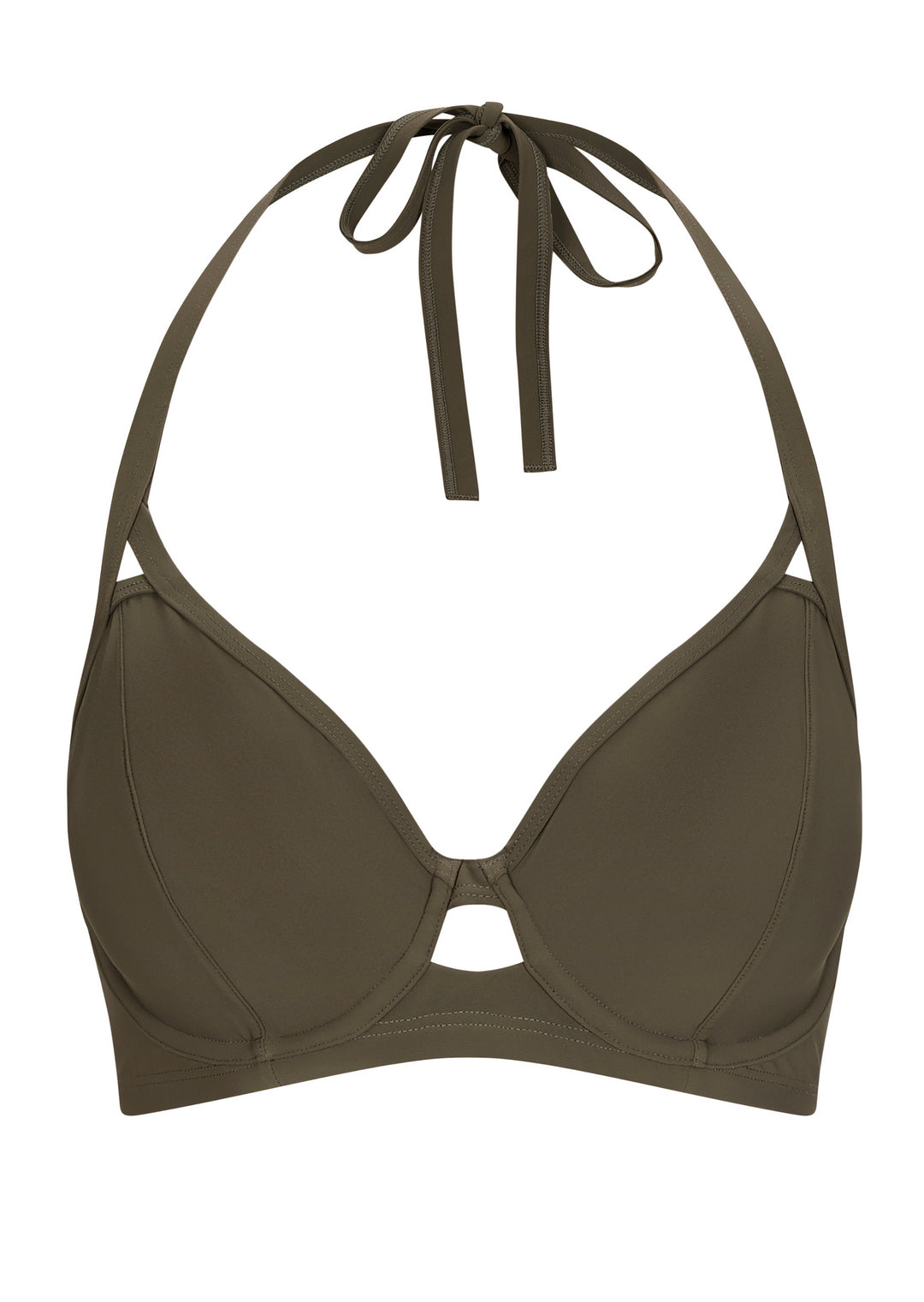 Fuller Bust Icon Olive Underwired Halter Bikini Top, D-GG