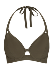 Fuller Bust Icon Olive Underwired Halter Bikini Top, D-GG Cup Sizes
