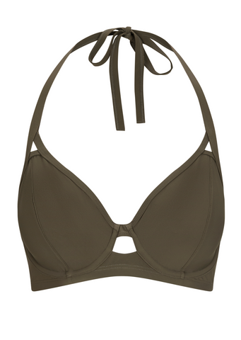 Fuller Bust Icon Olive Underwired Halter Bikini Top, D-GG Cup Sizes