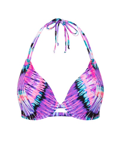 Fuller Bust The Hills Purple Print Underwired Halter Bikini Top, D-GG Cup Sizes