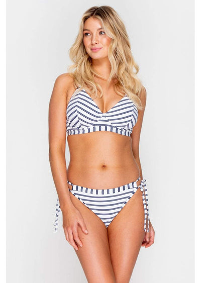 Fuller Bust Beachcomber Navy Stripe Underwired Halter Bikini Top, D-GG Cup Sizes