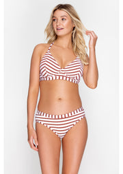 Fuller Bust Beachcomber Red Stripe Underwired Halter Bikini Top, D-GG Cup Sizes